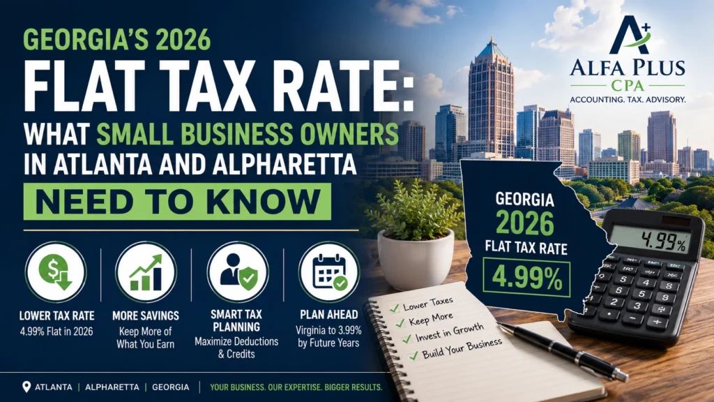 Georgia Flat Tax Rate 2026 for Small Business Owners in Atlanta and Alpharetta | Alfa Plus CPA Tax Planning Guide